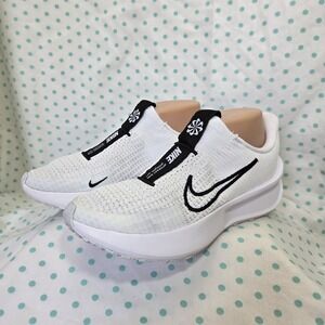 Nike White and Black Flyknit Slip-On Athletic Sneakers